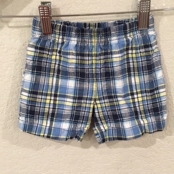 Carter’s Baby Boy 12M‎ Shorts Blue Plaid Pull On 100% Cotton Preppy Summer - Picture 1 of 6